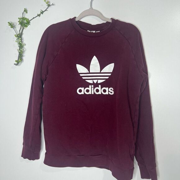 Adidas Burgundy Tunic Length Pullover Sweatshirt - Picture 1 of 9